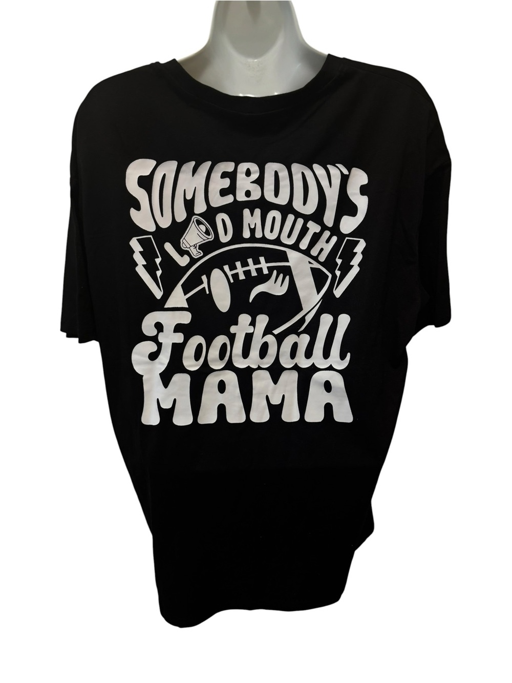 New Football Mama Novelty T-Shirt Sz M Black Crewneck Short Sleeve Loud Mouth
